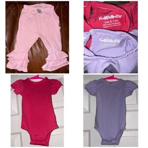 Ruffle Butts Lot 2 Bodysuits 1 Pair Ruffle Flare Leggings